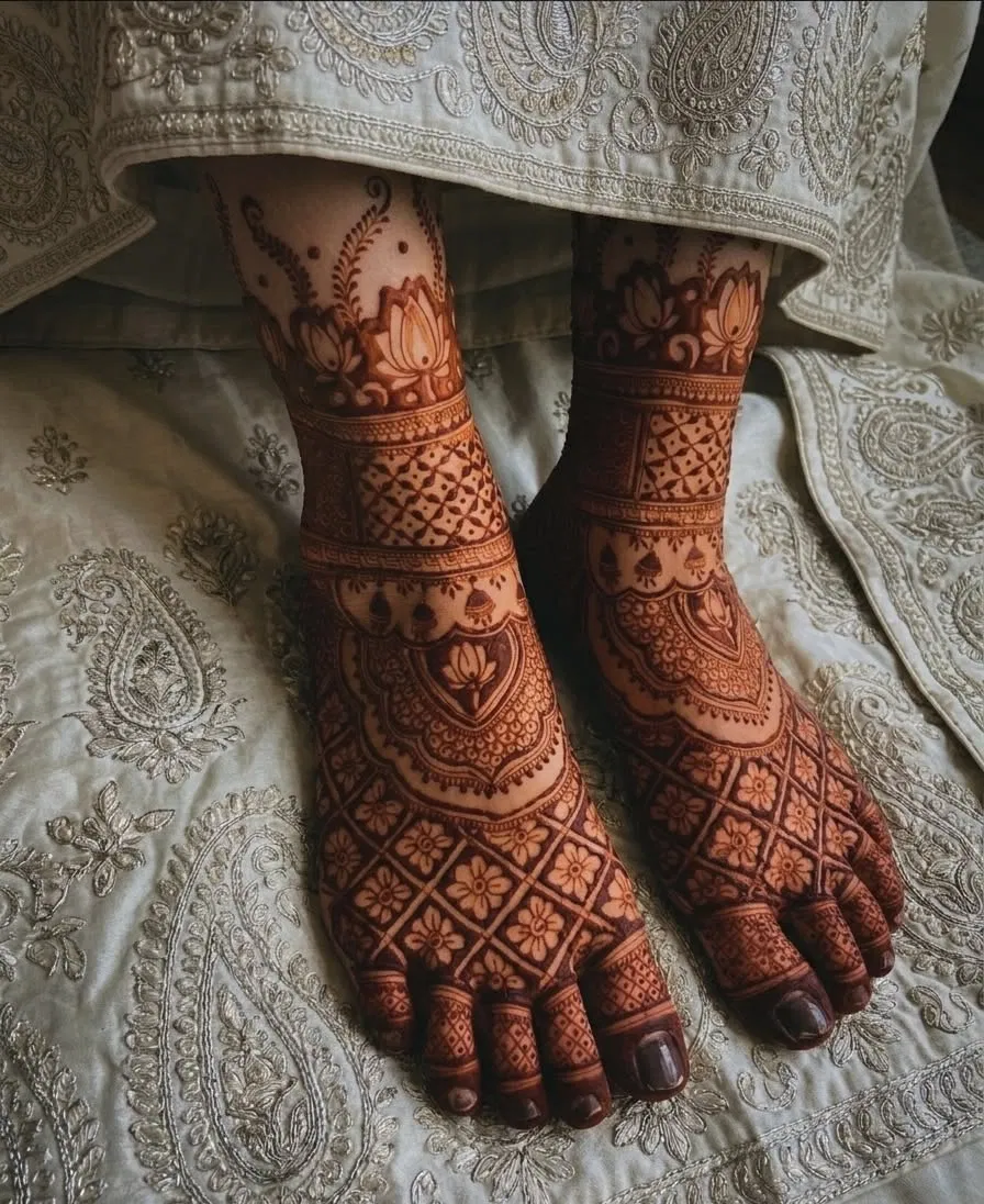 Bridal Indian Foot Mehndi Design with Figures (4)