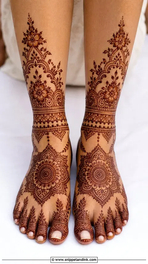 arabic bridal foot mehndi design