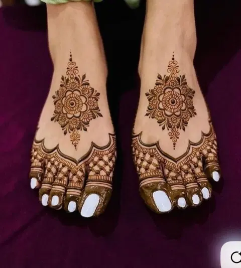 bridal indian flower foot mehndi design