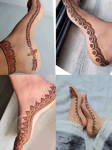arabic simple flower foot mehndi design