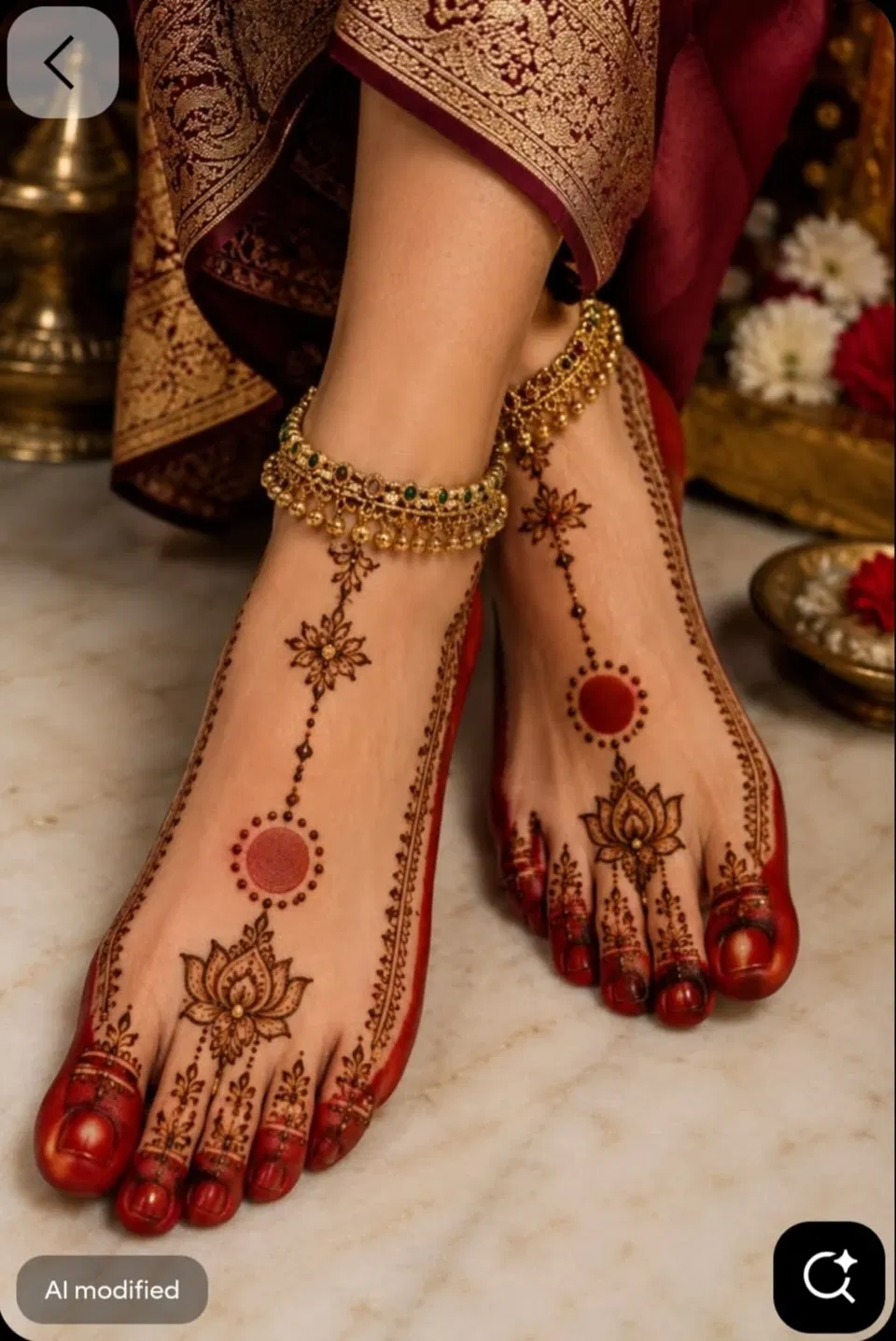 Bridal Indian Back Hand Mehndi Design with Lotus