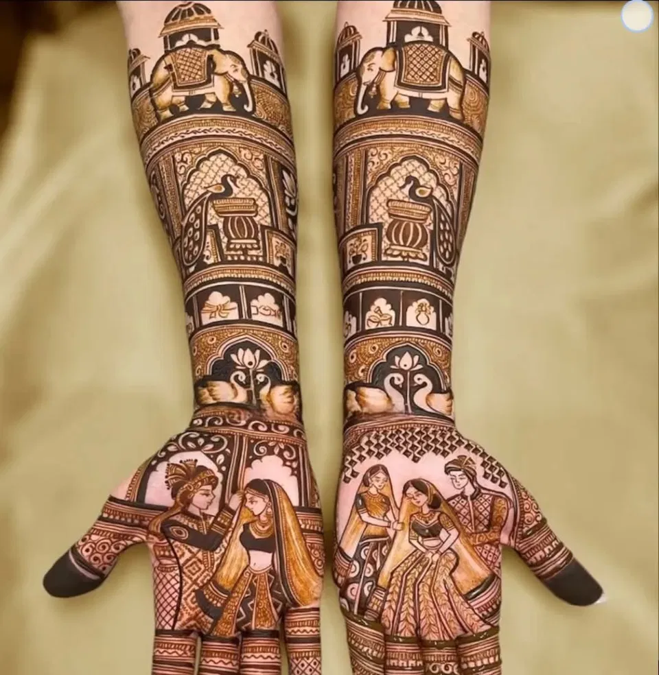 Bridal Full Hand Mehndi Design with Figures (4)
