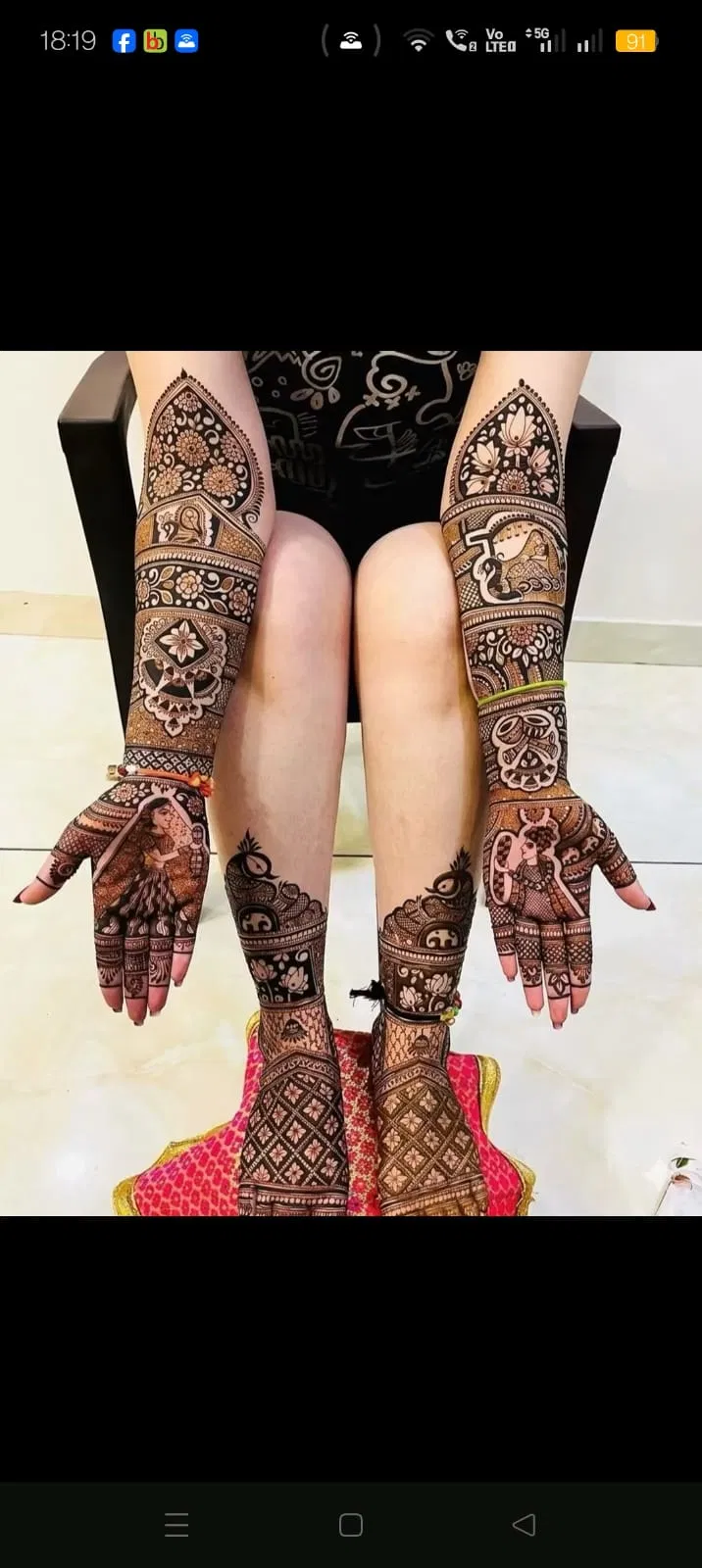 Bridal Foot Mehndi Design with Figures and Jaal