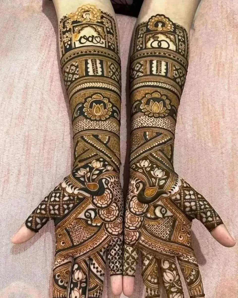 Bridal Foot Mehndi Design with Figures and Peacock (2)