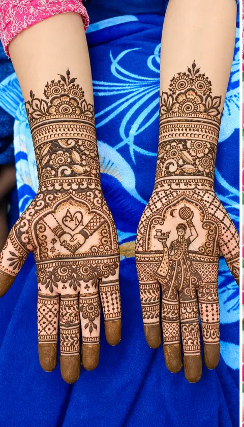 bridal stylish figure front hand mehndi design