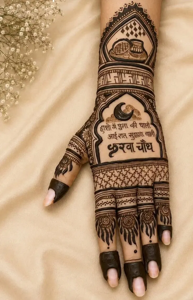 Arabic Bridal Back Hand Mehndi Design for Karwa Chauth (2)