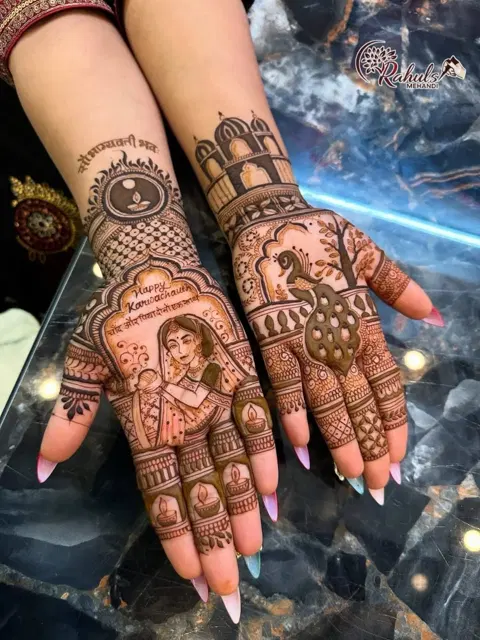 bridal simple circle back hand mehndi design