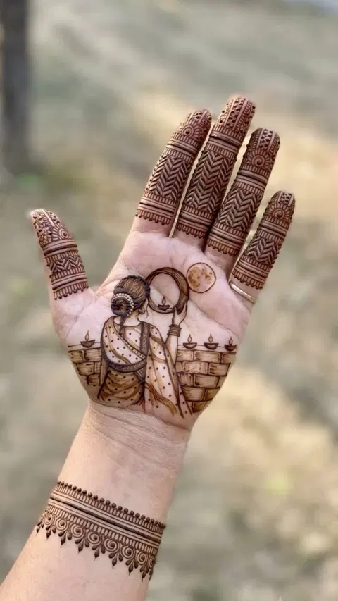 simple figure back hand mehndi design