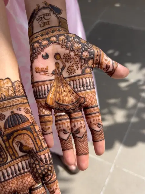 bridal back hand mehndi design