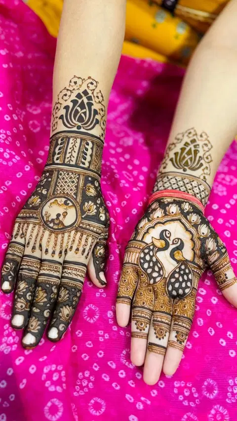 bridal figure front hand mehndi design