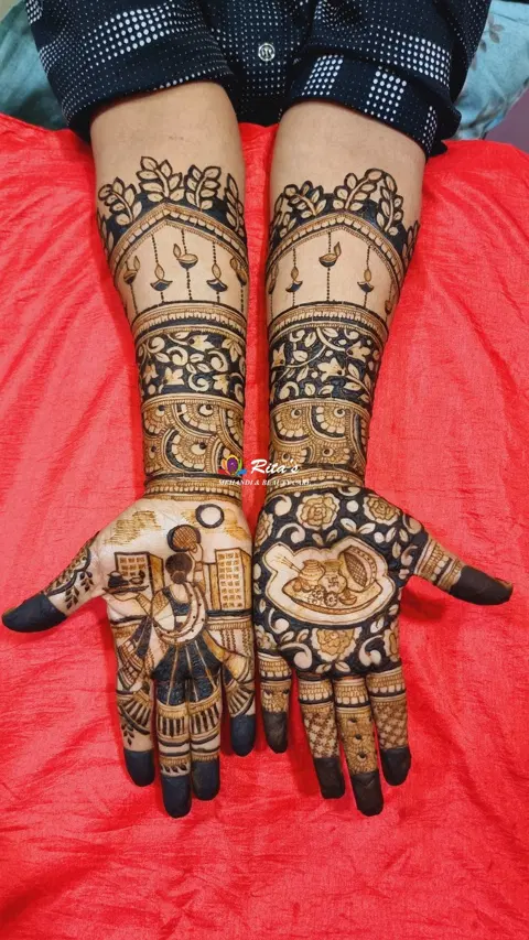 bridal figure back hand mehndi design