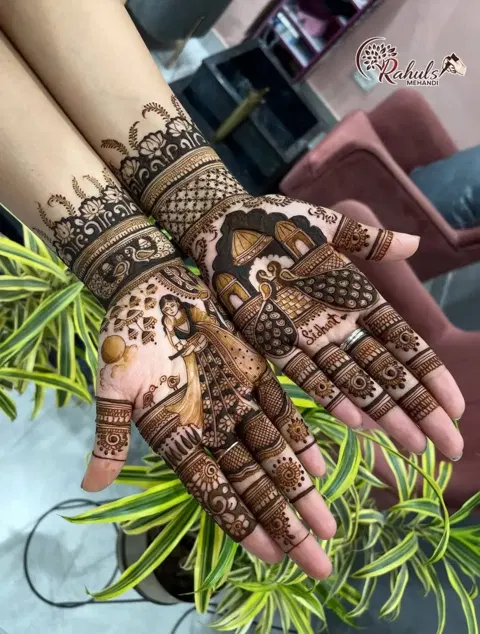 bridal peacock front hand mehndi design