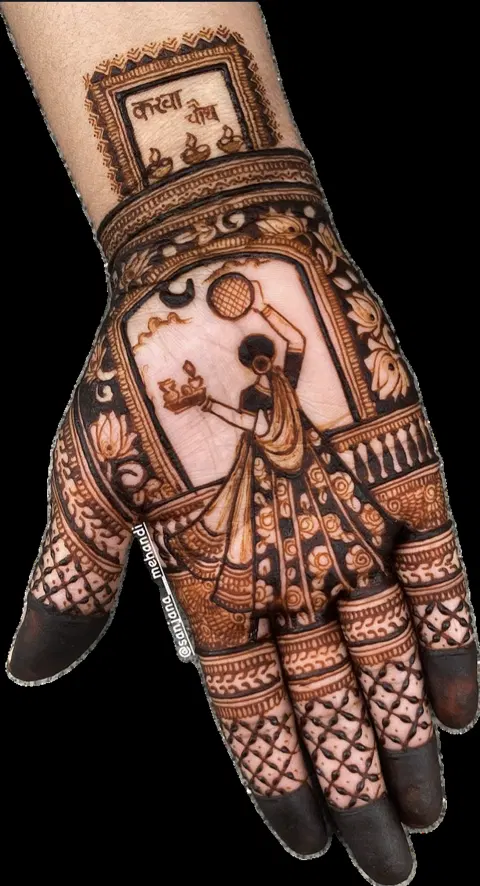 bridal indian figure front hand mehndi design