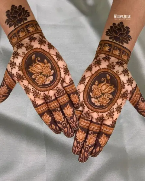bridal indian lotus mehndi design