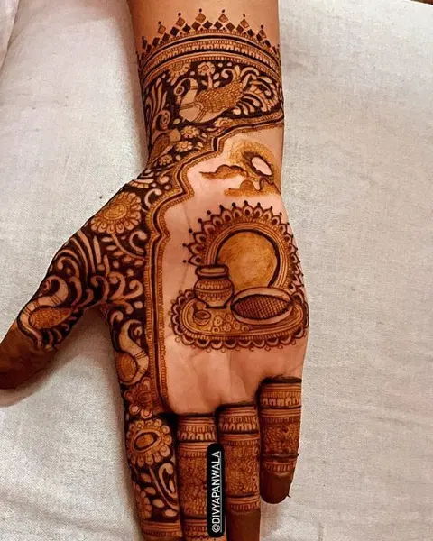 bridal stylish front hand mehndi design