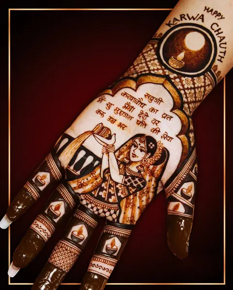 bridal indian figure back hand mehndi design