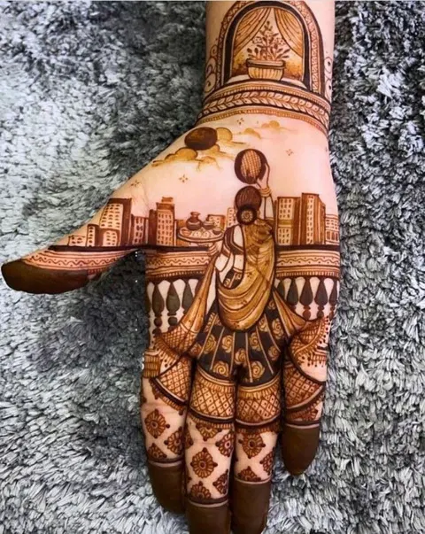 bridal stylish back hand mehndi design