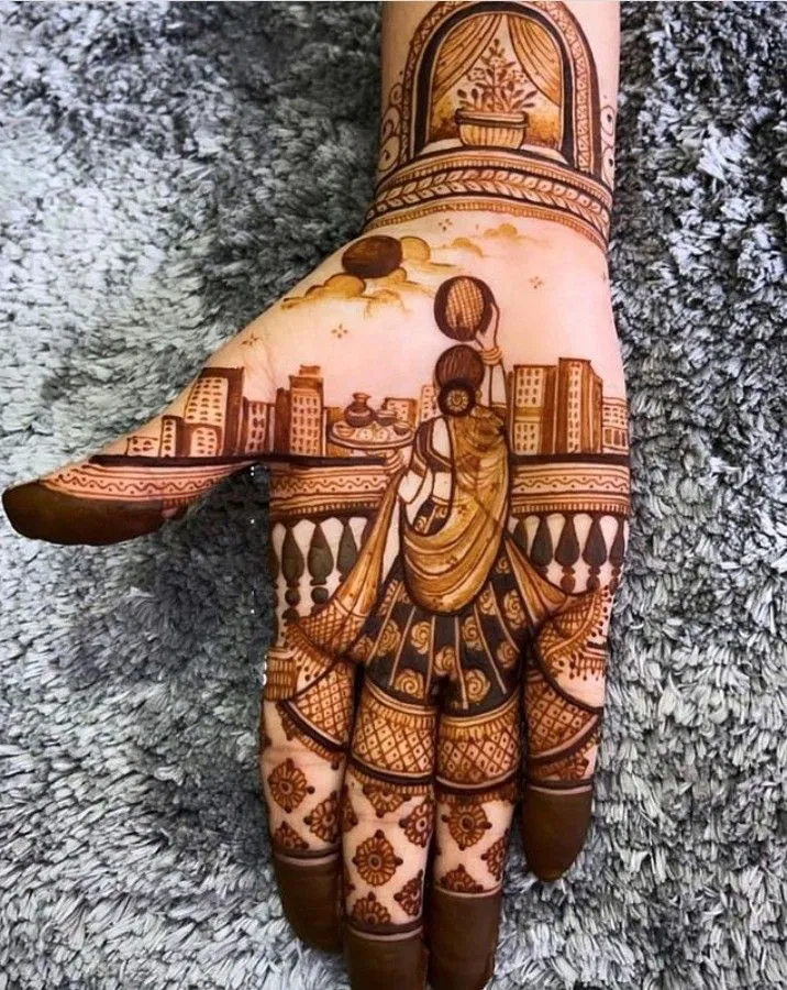 Bridal Stylish Back Hand Mehndi Design for Karwa Chauth (2)