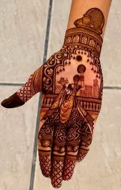 bridal stylish back hand mehndi design