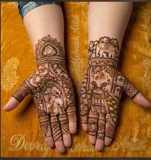 bridal indian circle full hand mehndi design