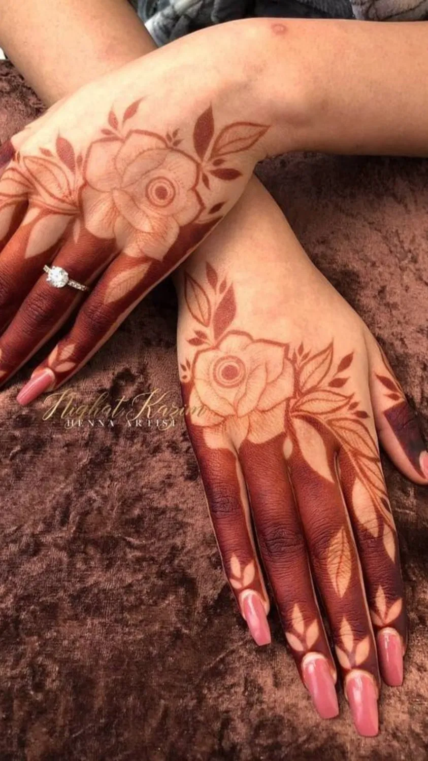 Aesthetic Simple Back Hand Mehndi Design with Bel and Jaal