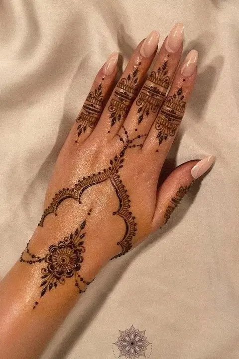 aesthetic simple heart back hand mehndi design