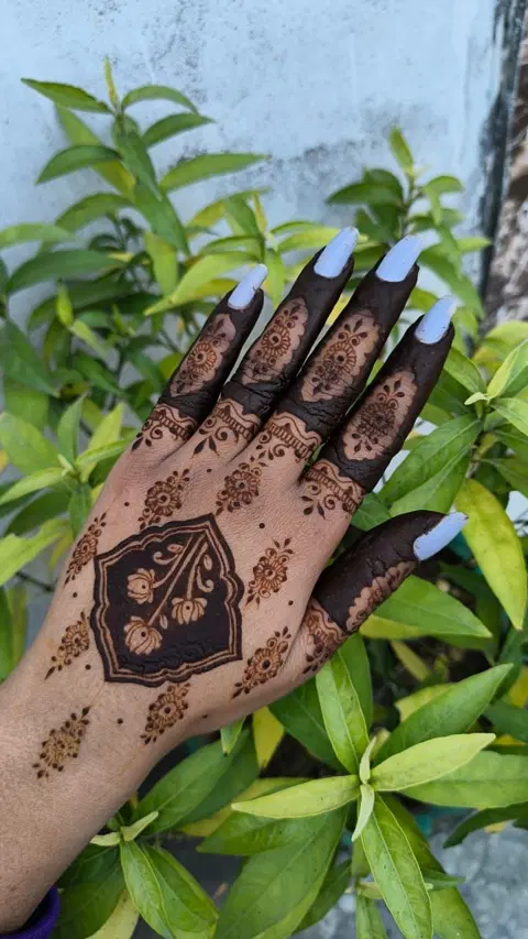 aesthetic indian circle back hand mehndi design