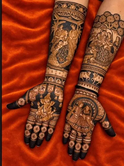 bridal stylish figure front hand mehndi design