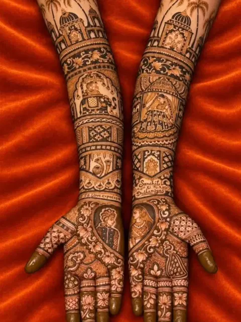 bridal figure front hand mehndi design