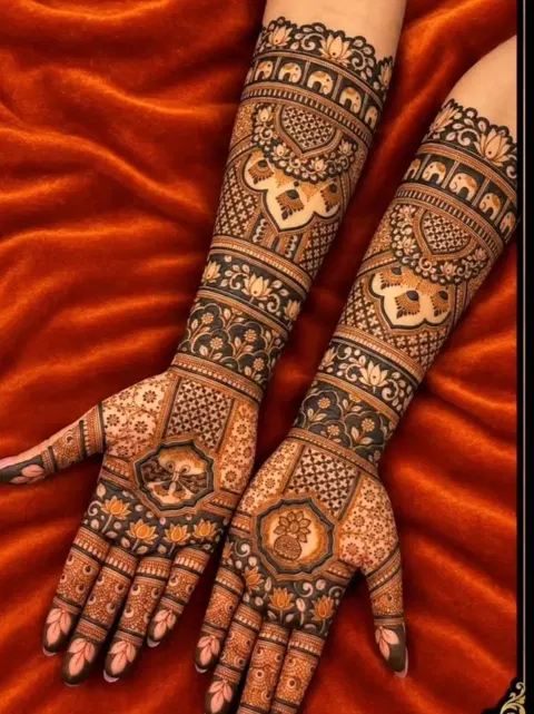 bridal front hand mehndi design