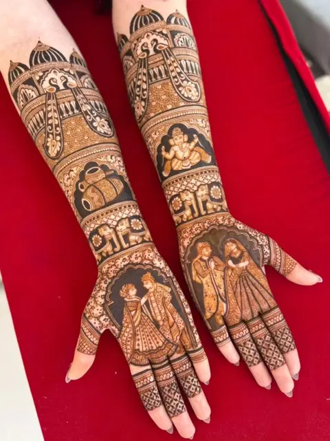 bridal indian circle front hand mehndi design
