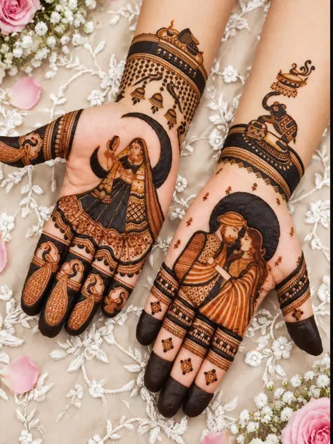 bridal figure front hand mehndi design