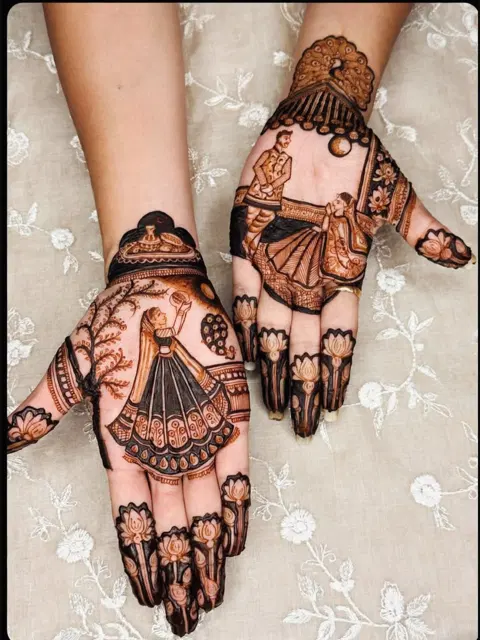 arabic bridal figure front hand mehndi design