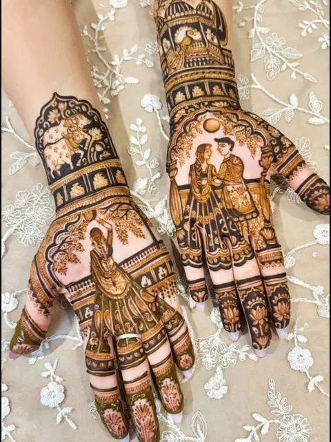 bridal figure back hand mehndi design