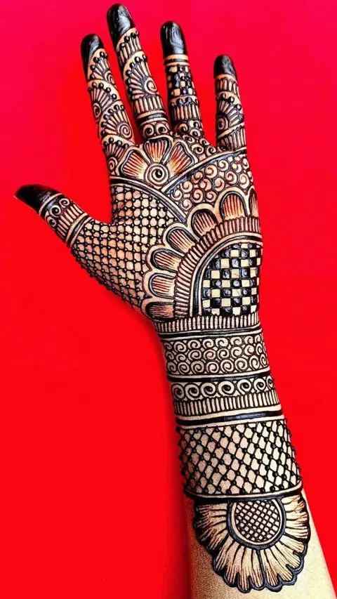 arabic bridal front hand mehndi design