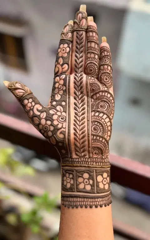 bridal jaal front hand mehndi design