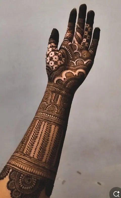 bridal indian deity arm mehndi design