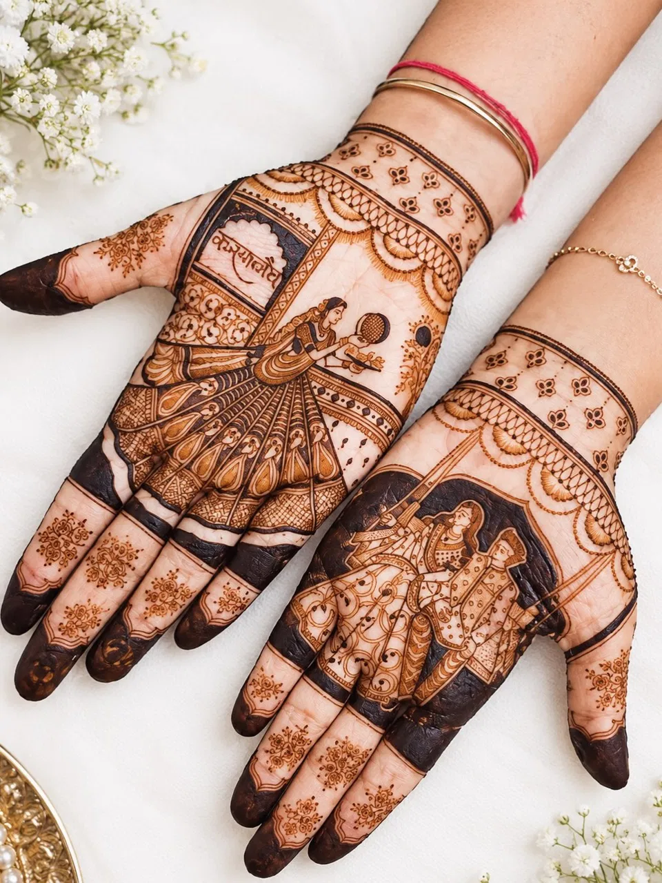 Mehndi Design with Figures and Peacock