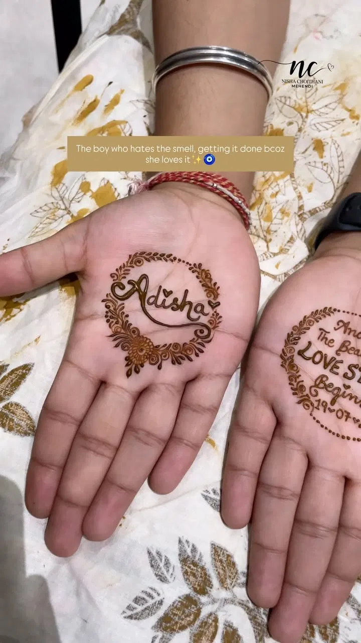 Bridal Simple Back Hand Mehndi Design with Gol Tikki and Deity