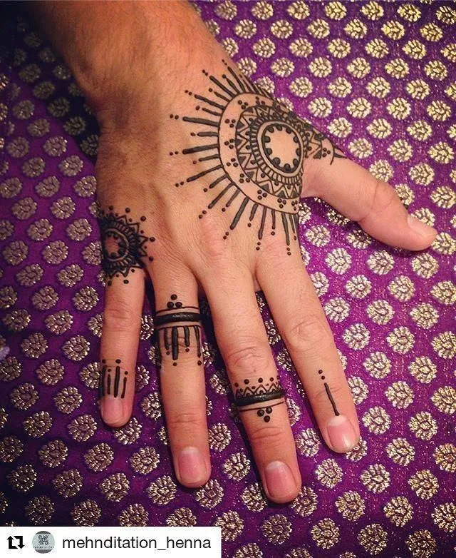 Indian Simple Back Hand Mehndi Design with Gol Tikki and Jaal