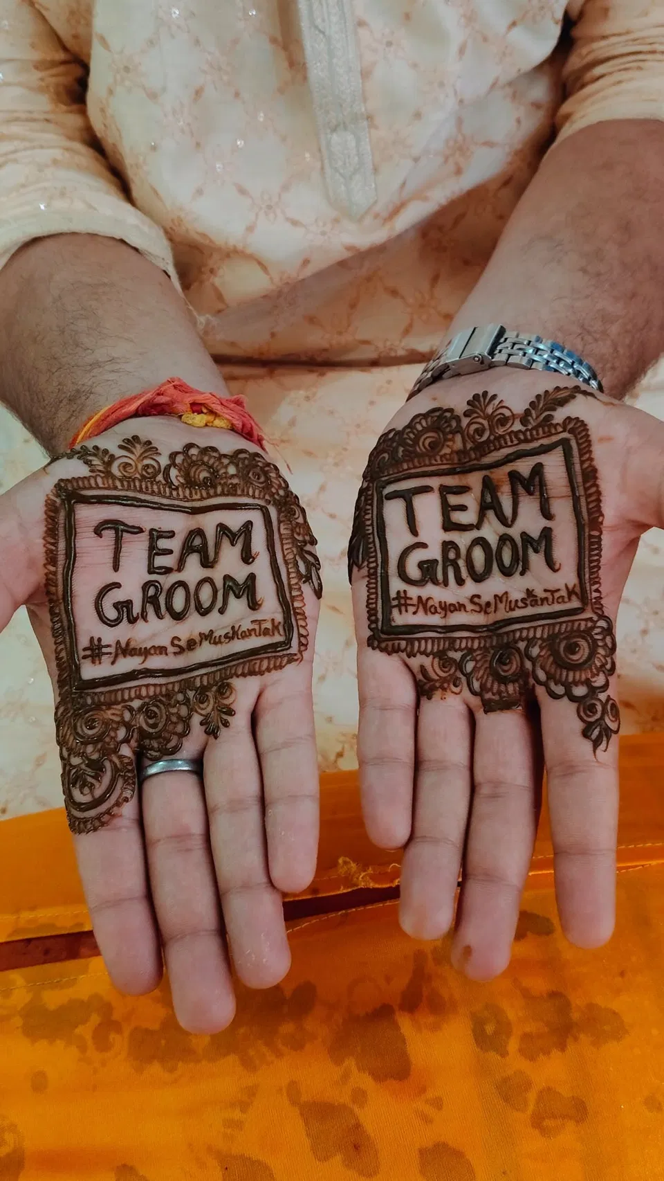 Bridal Simple Finger Mehndi Design with Deity and Figures