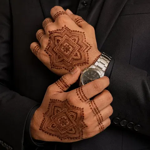 royal simple deity back hand mehndi design