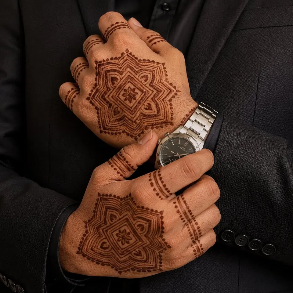 Royal Simple Back Hand Mehndi Design with Deity