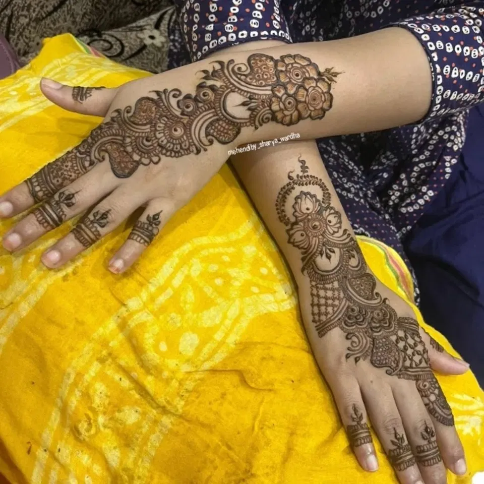 Arabic Indian Back Hand Mehndi Design with Moon