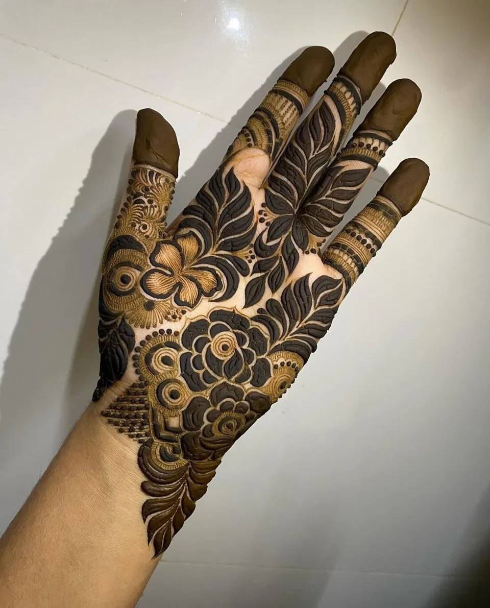Arabic Bridal Full Hand Mehndi Design with Flowers and Jaal (2)