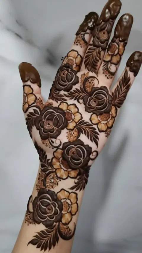 arabic dubai flower front hand mehndi design