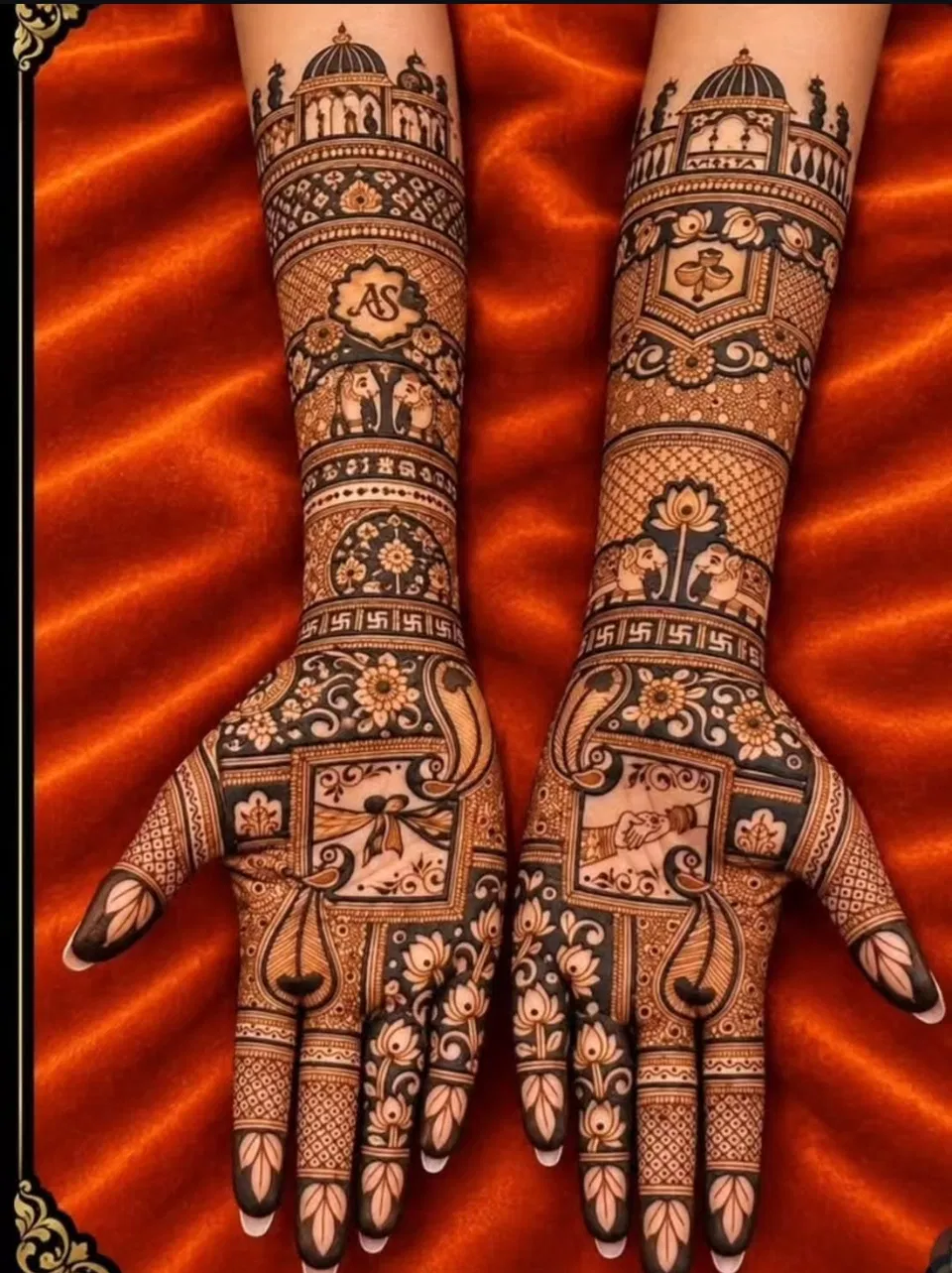Bridal Indian Back Hand Mehndi Design with Figures (12)