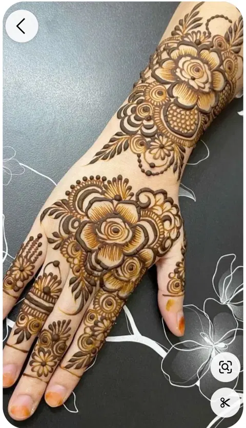 arabic bridal flower back hand mehndi design