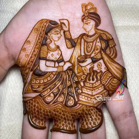 bridal stylish deity front hand mehndi design