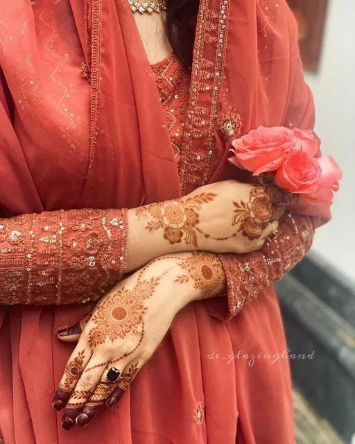 Aesthetic Bridal Back Hand Mehndi Design with Flowers and Jaal for Engagement (2)